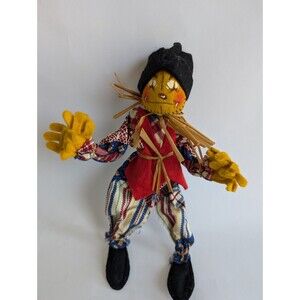 Vintage Annalee Doll Scarecrow 1971 Mobilitee Red vest black hat